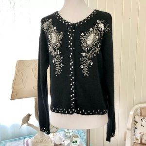 Vintage Silk Angora Lambswool Sequin Sweater